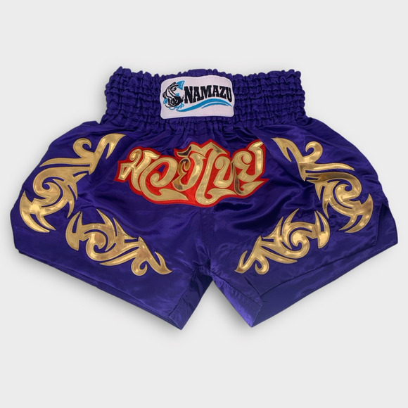 Namazu Muay Thai Kickboxing Boxing Shorts Purple Gold Halloween Costume S - Picture 6 of 6